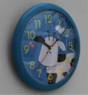 Blue Cow Childrens Wall Clock - 25cm