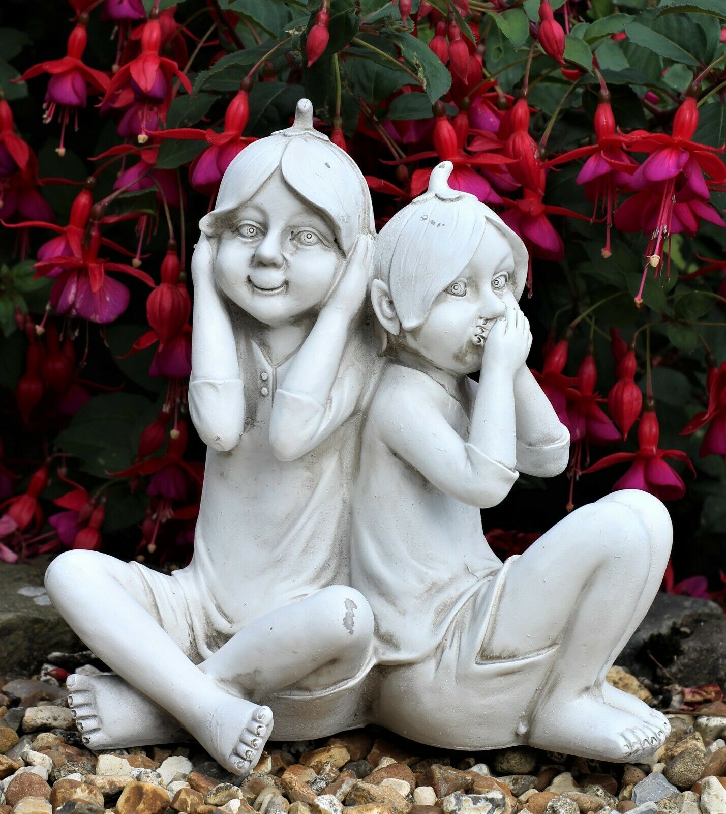 Hear No Evil Speak No Evil Pixie Garden Ornament