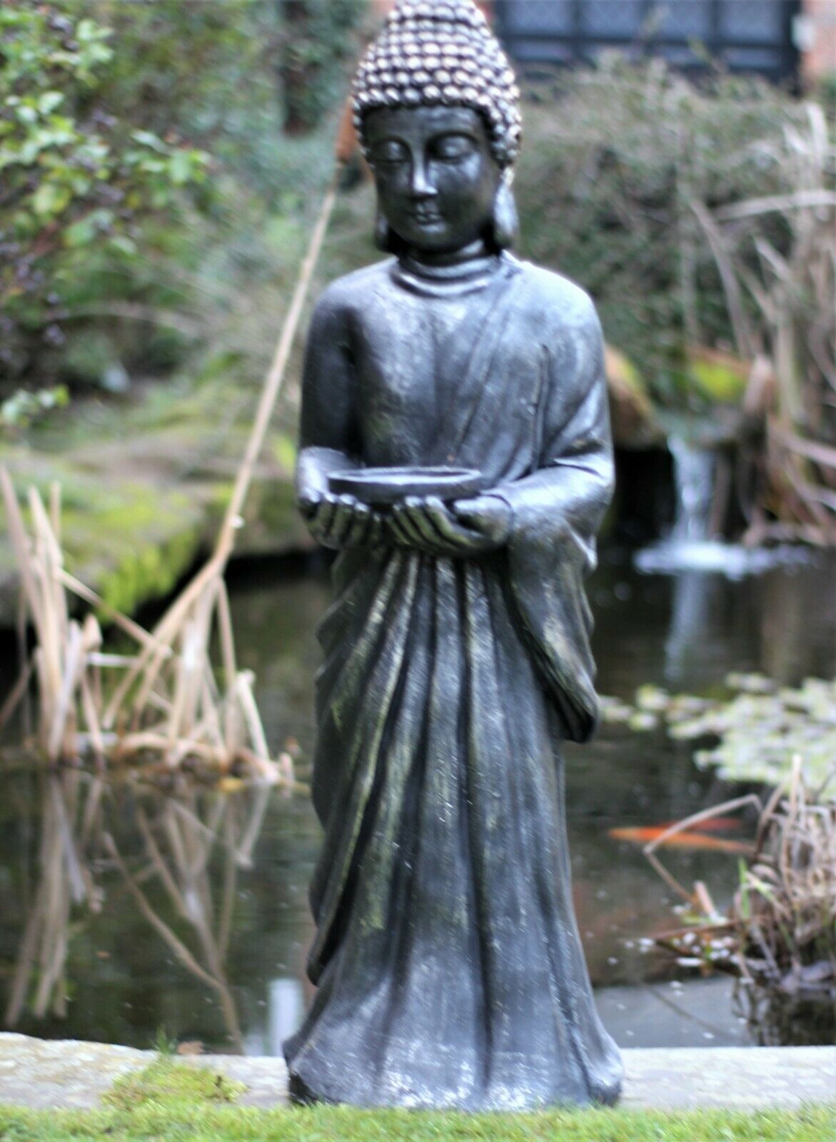 Rustic Dark Bronze Standing Buddha