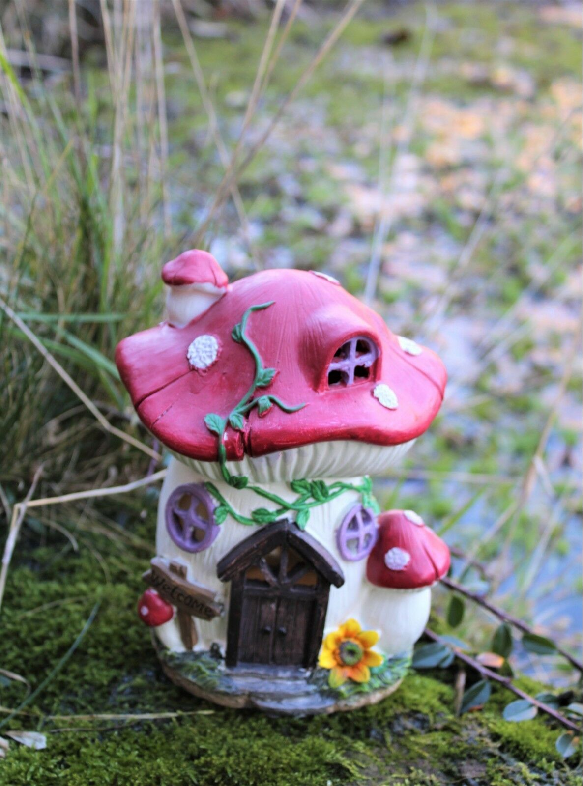 Solar Powered Toadstool Fairy House