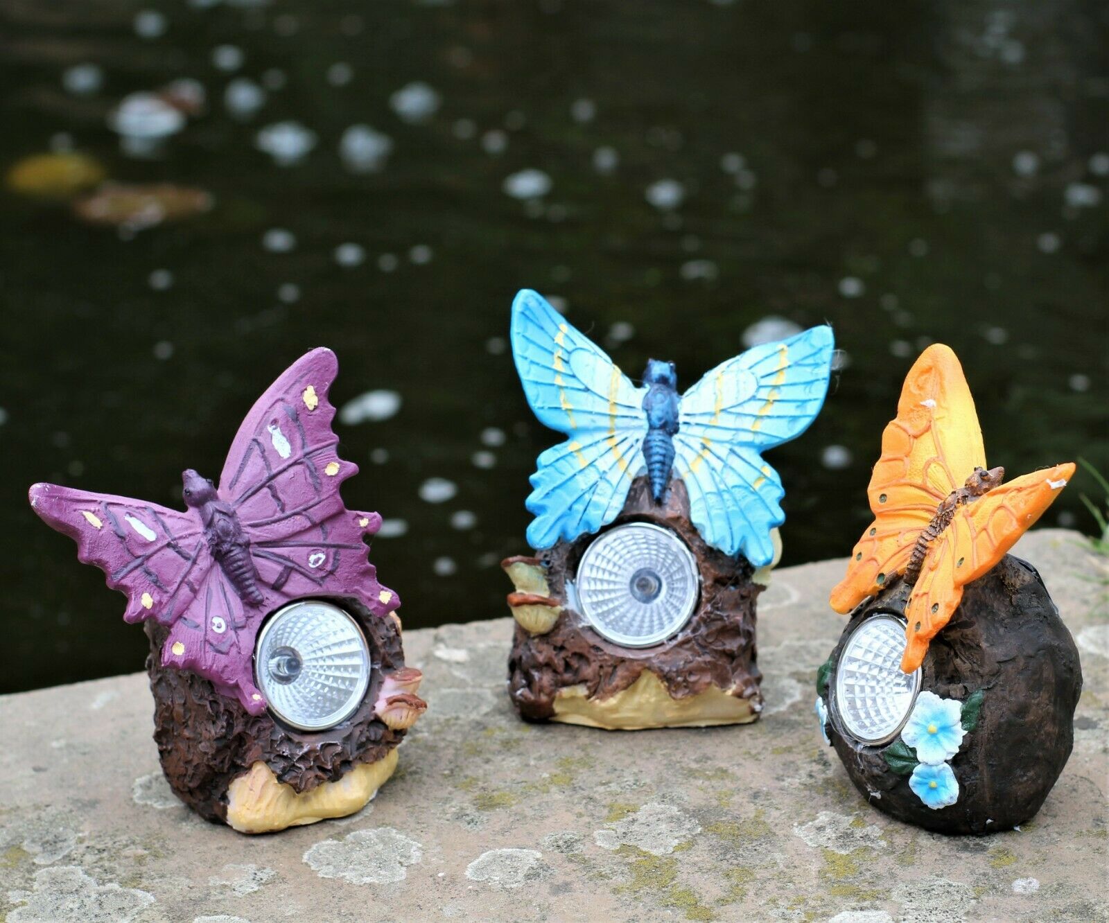 3 Solar Butterfly Spotlights