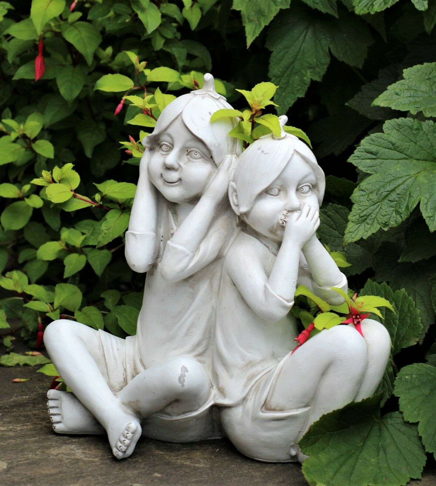 Hear No Evil Speak No Evil Pixie Garden Ornament