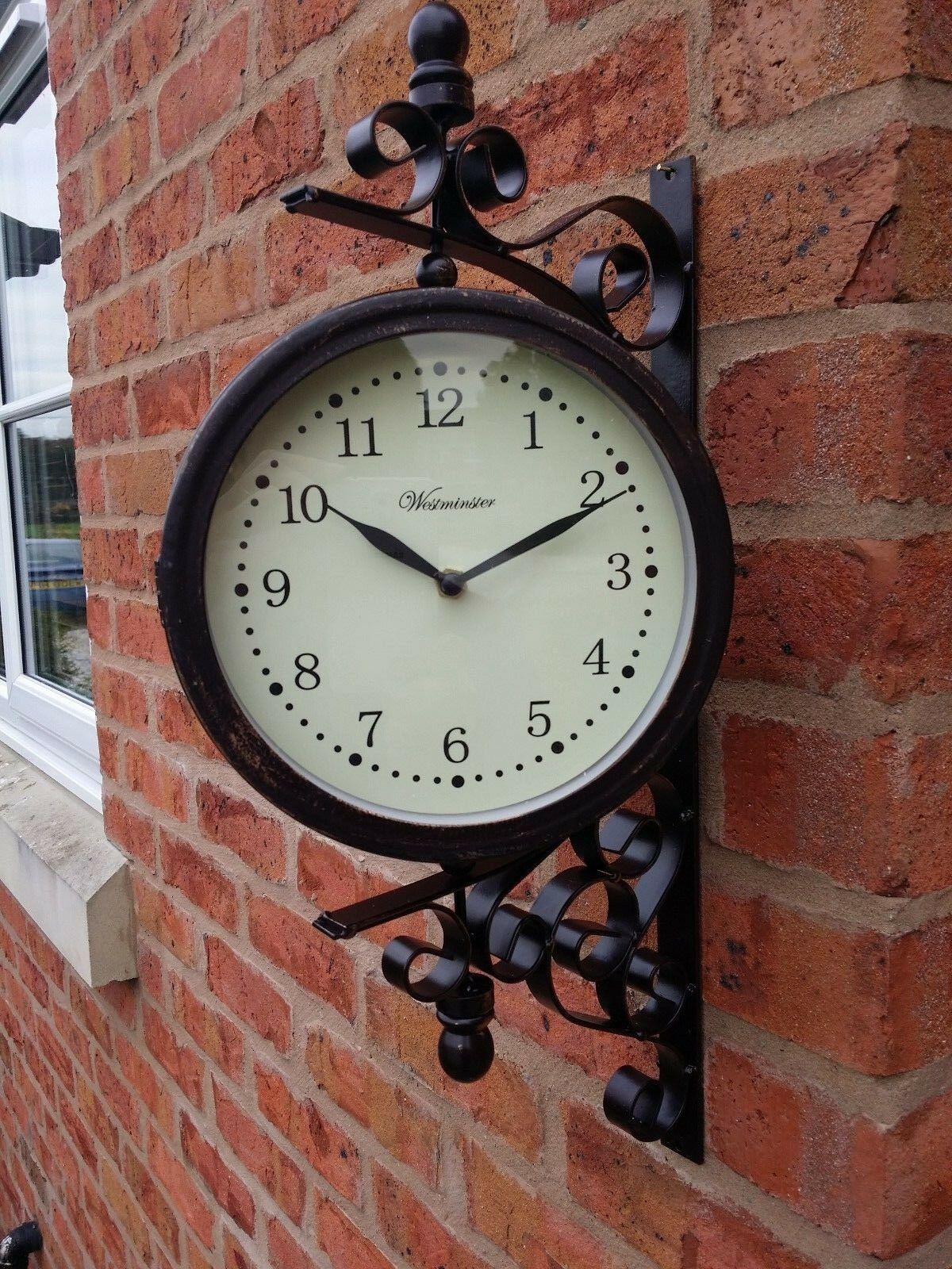 Outdoor Garden Wall Clock & Thermometer with Bracket