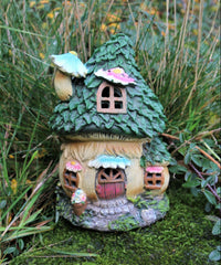 Solar Fairy House Ornament - Blue Chimney