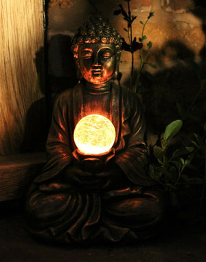 Brass Effect Solar Buddha