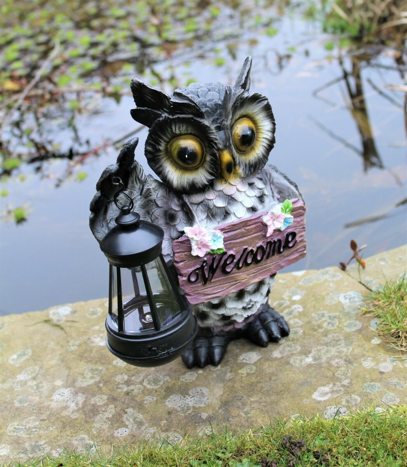 Solar Owl Garden Welcome Ornament