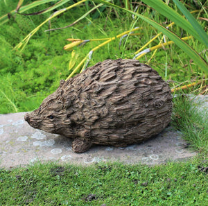 Wood Effect Wild Hedgehog Sculpture