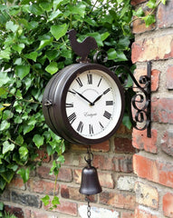 Double Sided Cockerel Garden Wall Clock