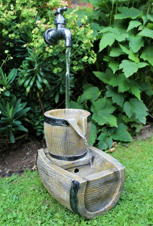 LED Barrel Water Fountain Garden Ornament