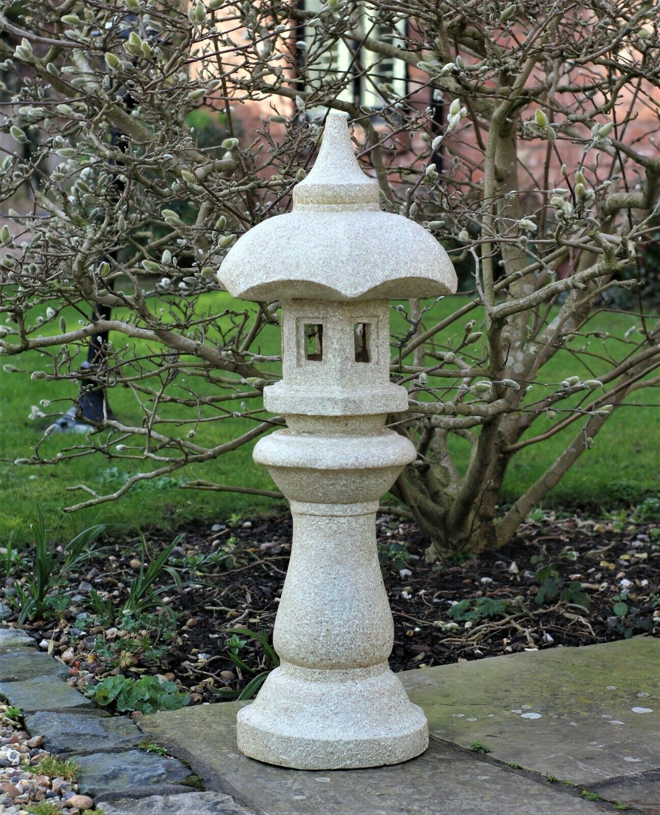 Large Beige Pagoda Garden Ornament