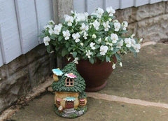 Solar Fairy House Ornament - Blue Chimney