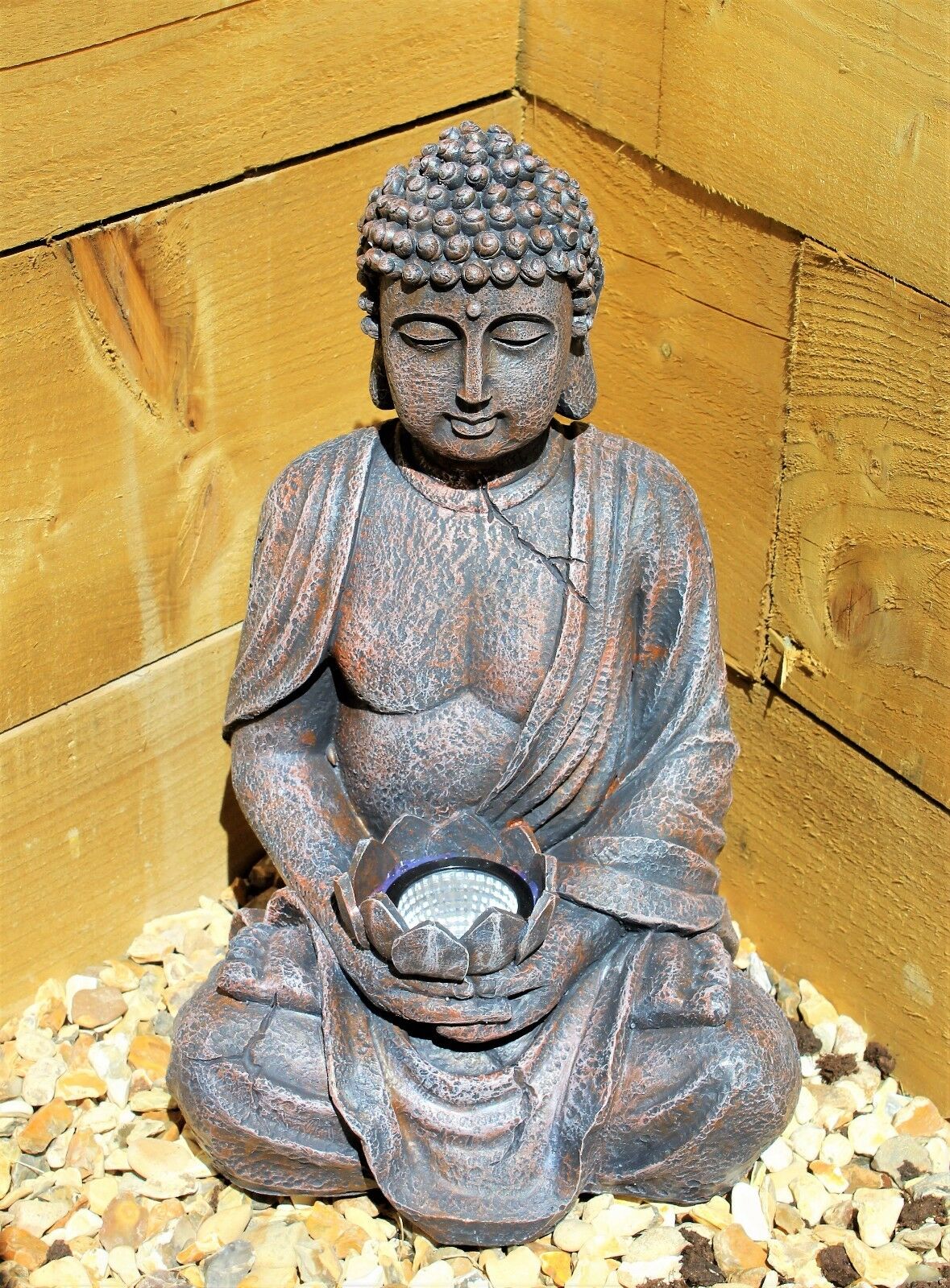 Large Solar Powered Sitting Buddha