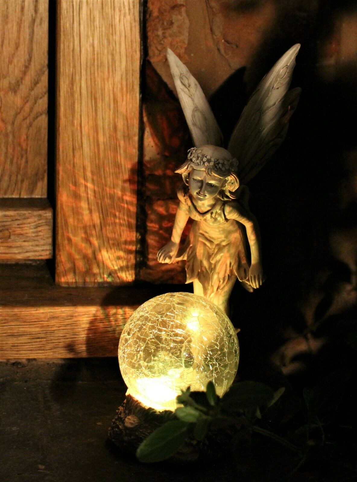 Solar Grey Fairy with a Glass Ball Garden Ornament