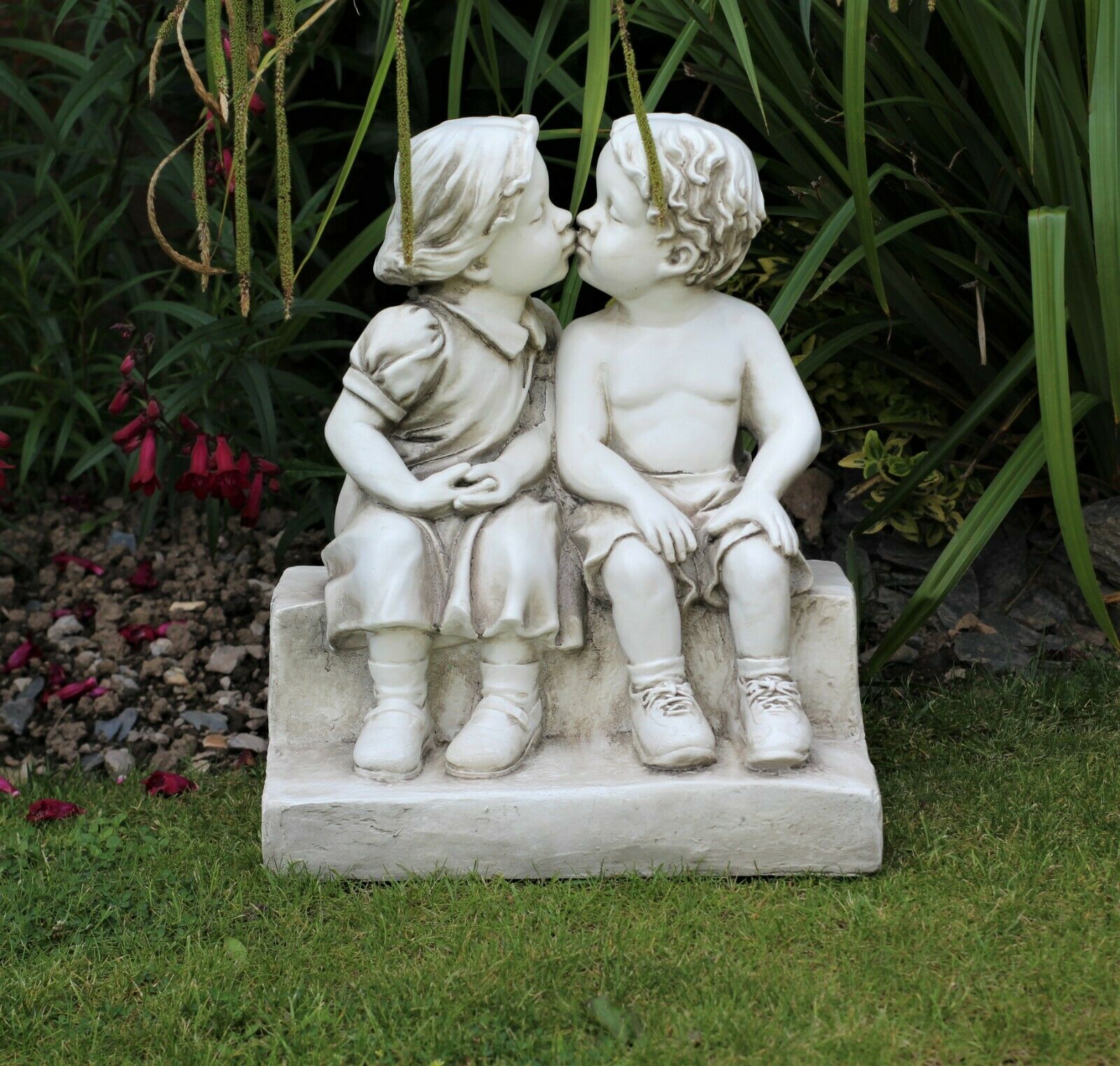 Garden Ornament Girl & Boy Kissing