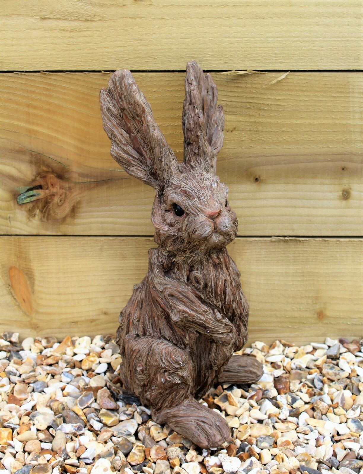 Wild Hare Garden Ornament - Wood Effect