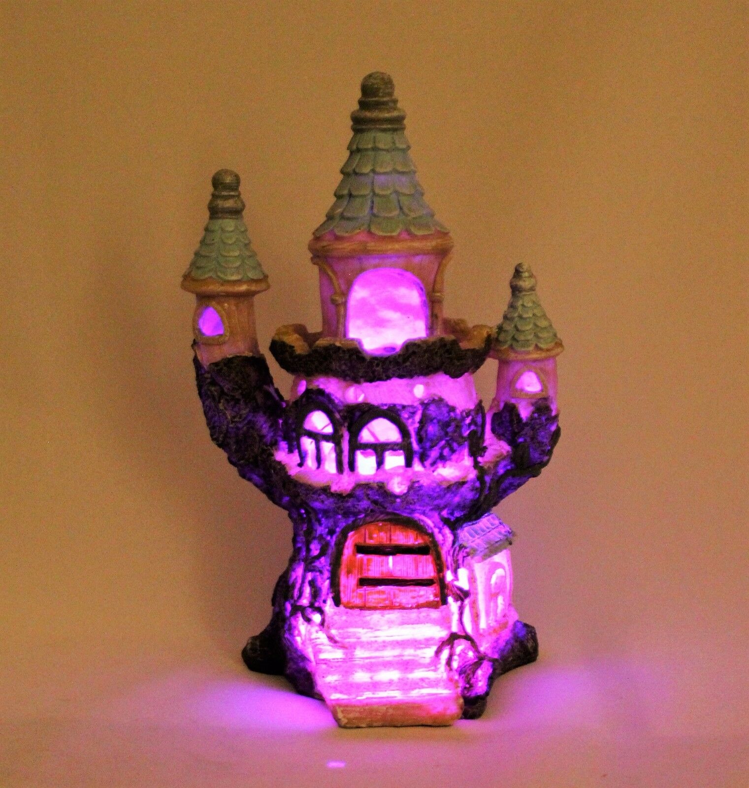 Solar Powered Fairy Tree Log Castle House