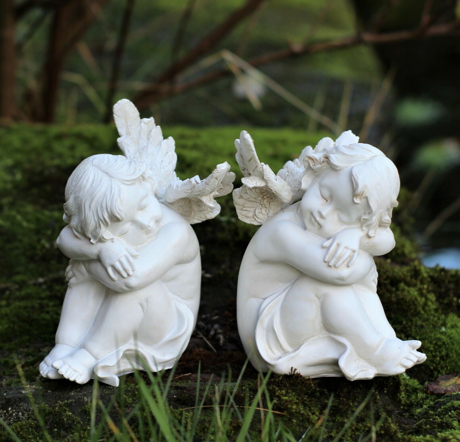 Pair of Sleeping Cherubs Garden Ornament