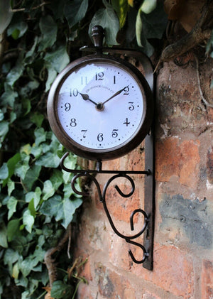 York Station Wall Clock & Thermometer Double Sided
