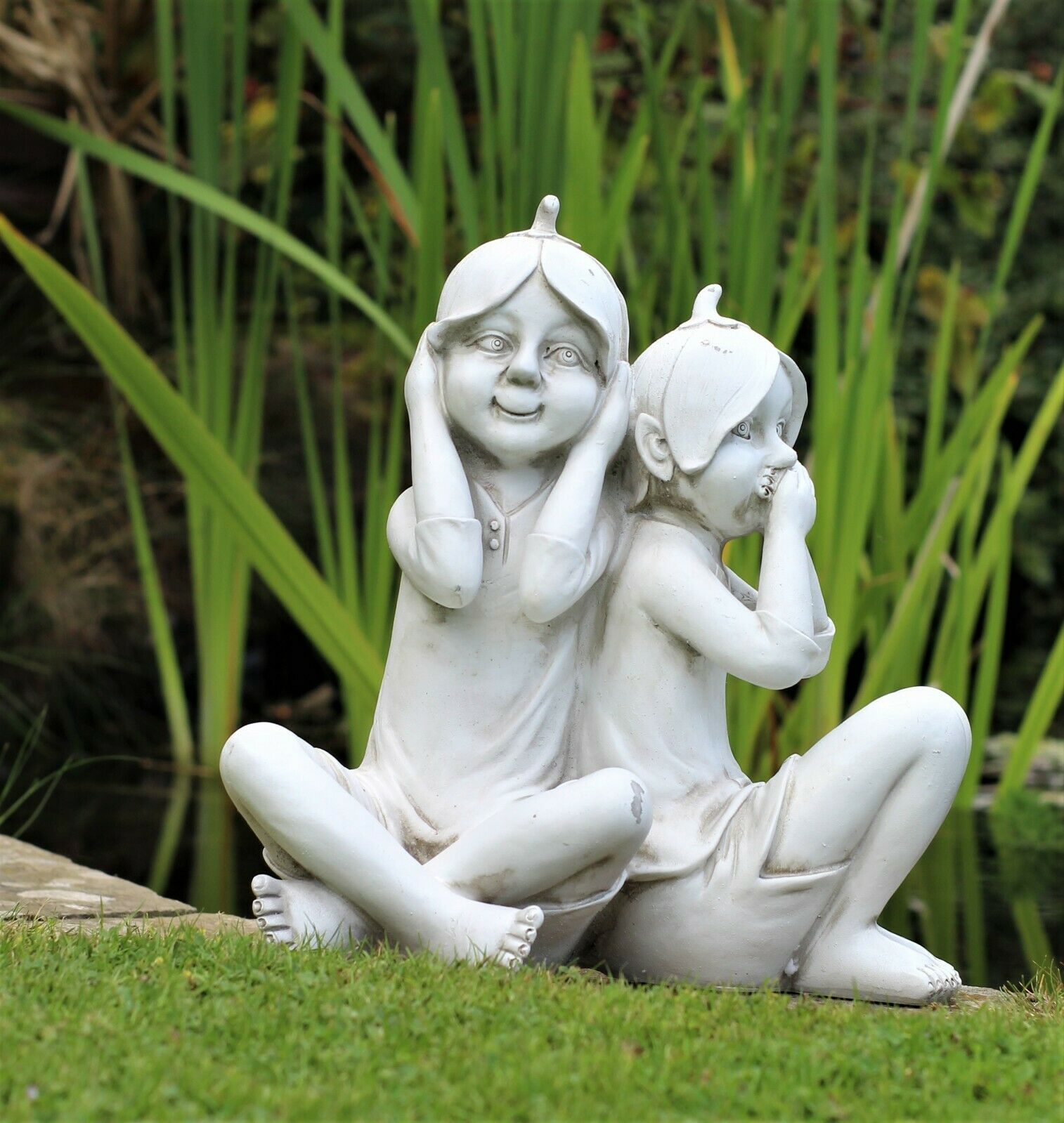 Hear No Evil Speak No Evil Pixie Garden Ornament