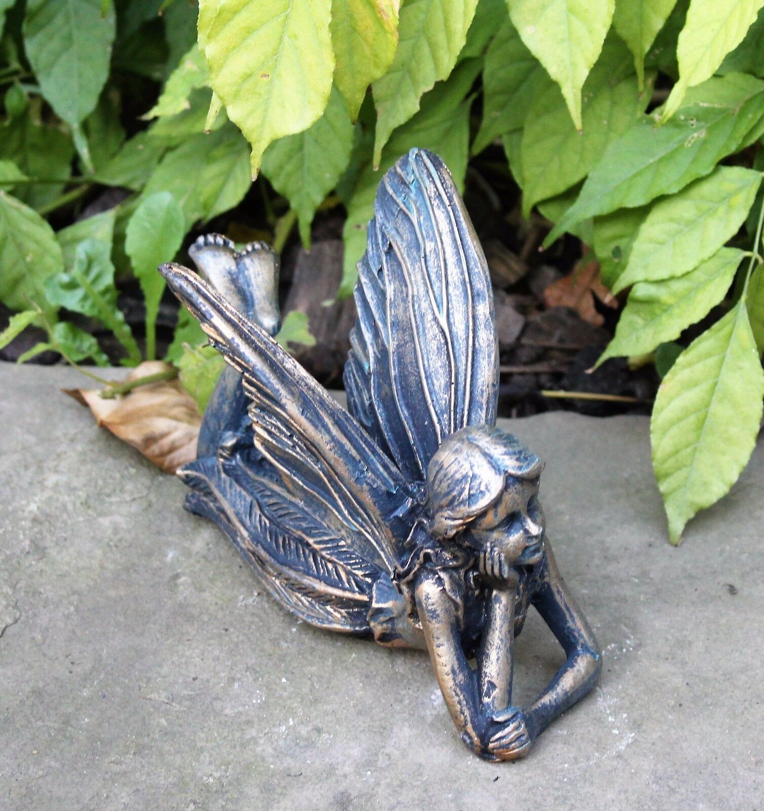 Lying Fairy Sculpture - Bronze Effect