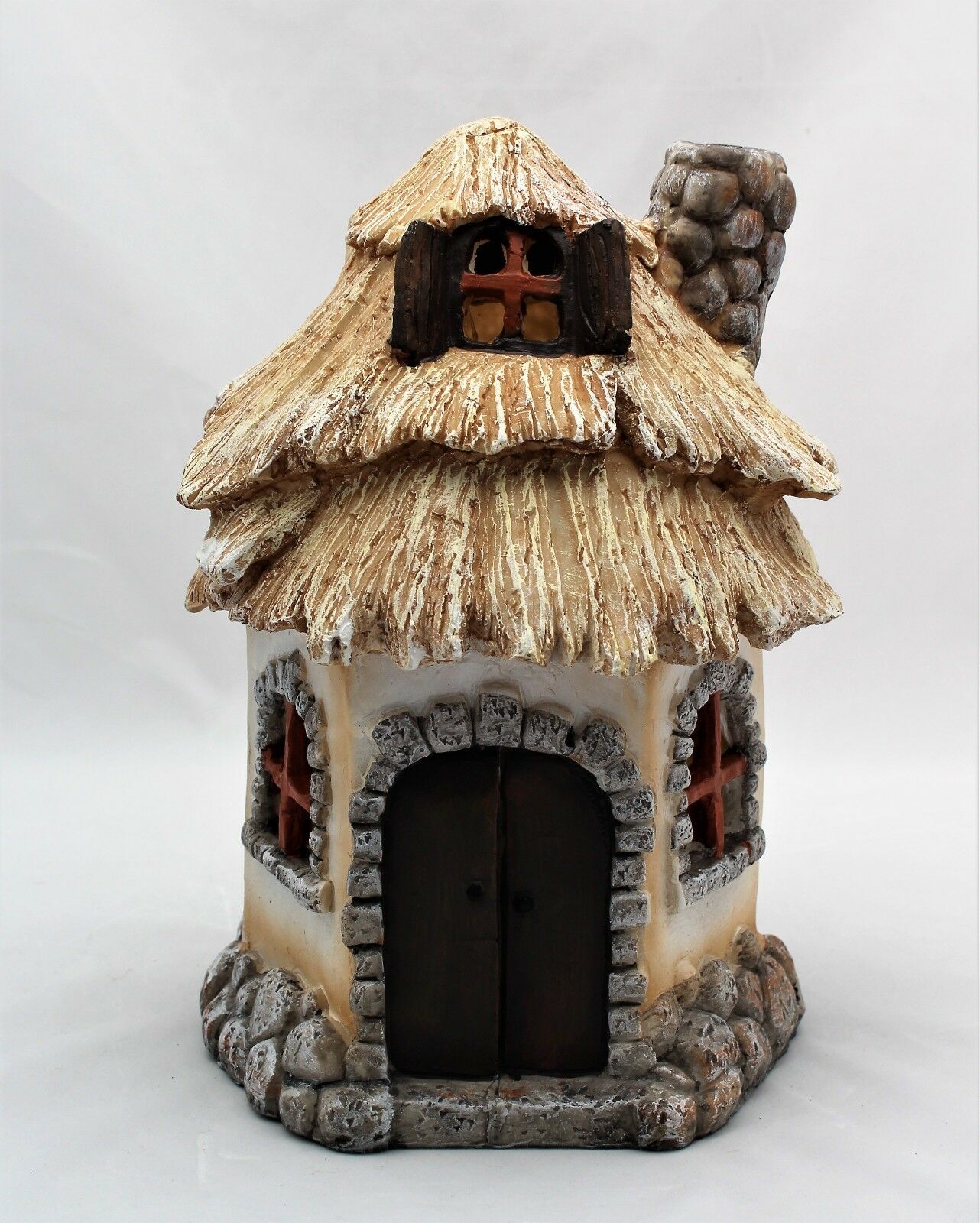 Large Solar Powered Fairy House - Thatched Roof