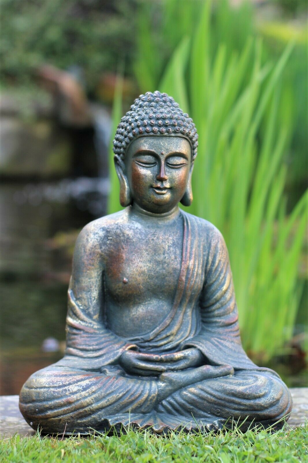 Bronze Stone Effect Sitting Buddha