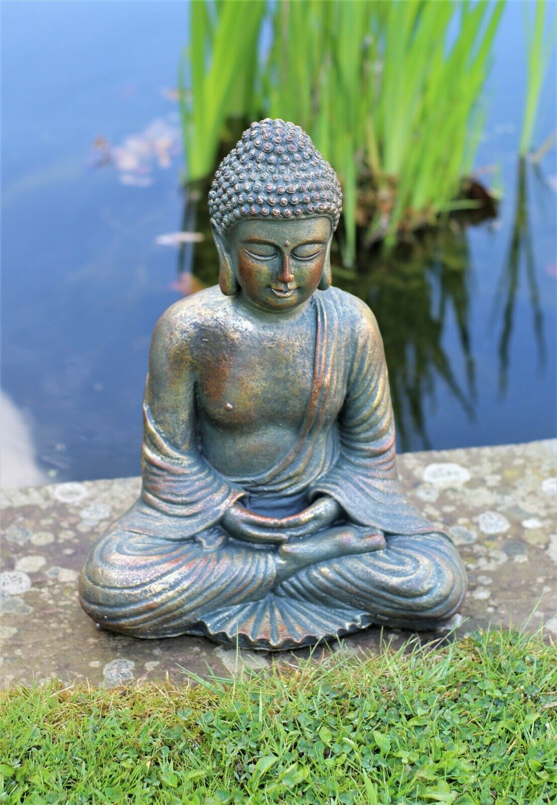 Bronze Stone Effect Sitting Buddha