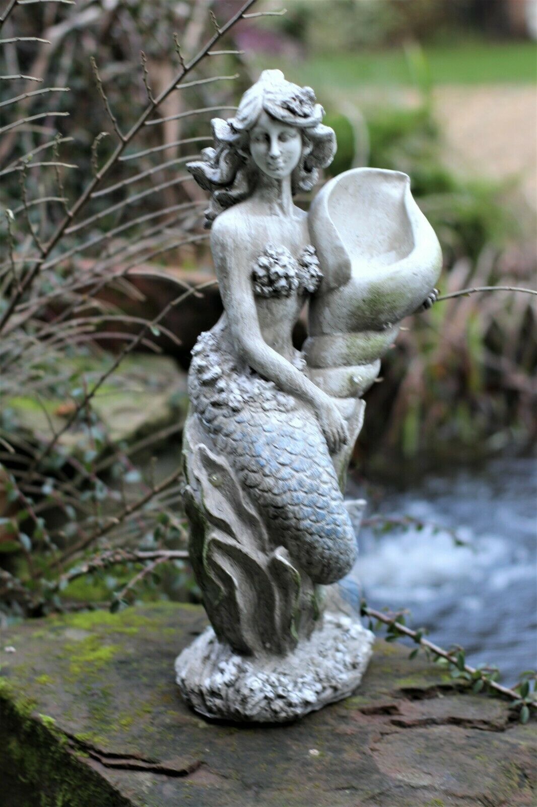 Solar Powered Fairy Mermaid Stone Effect Statue