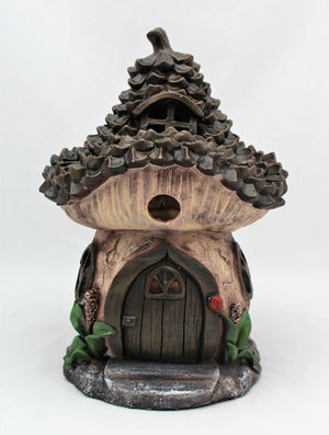 Large Solar Powered Pine Cone Fairy House