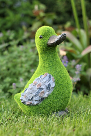 Green Grass Effect Duck Garden Ornament