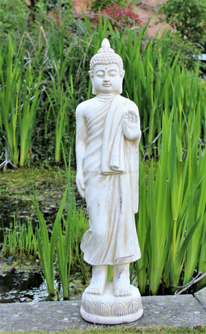 Cream Tall Standing Buddha Statue