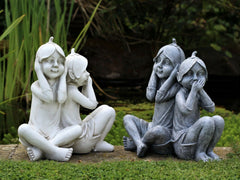 Hear No Evil Speak No Evil Pixie Garden Ornament