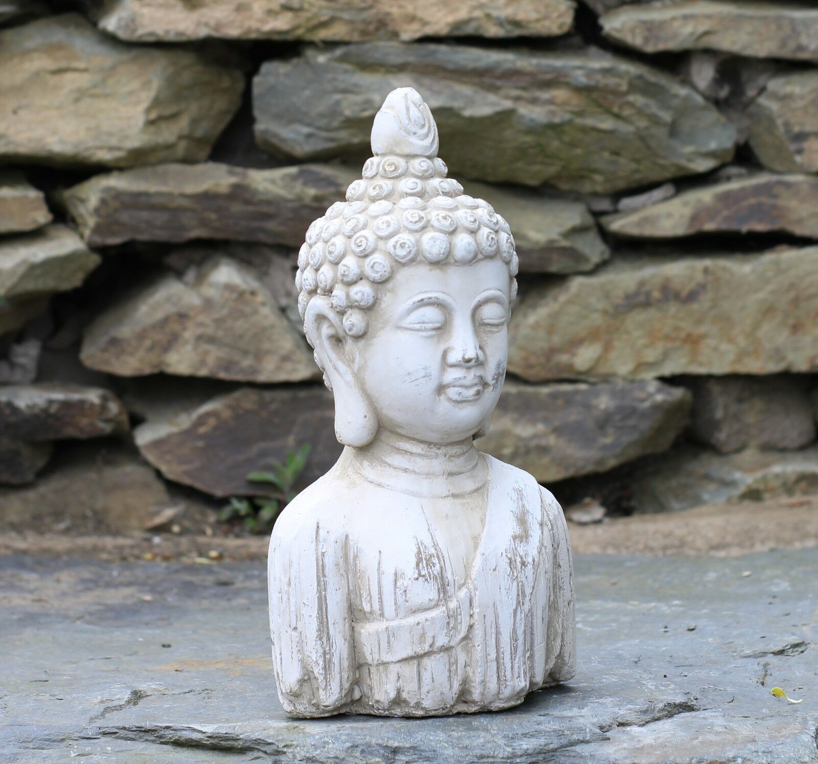 Buddha bust Ornament - Stone Drift Wood Effect