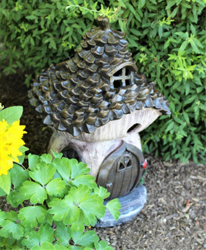 Large Solar Powered Pine Cone Fairy House