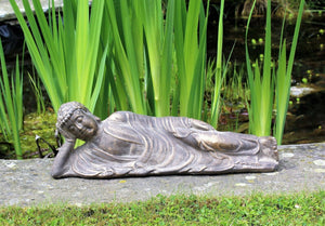 Bronze Effect Laying Buddha Statue