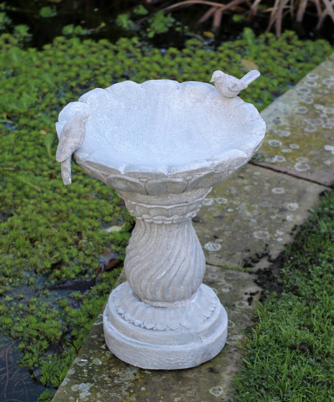 Light Grey Bird Bath Bowl