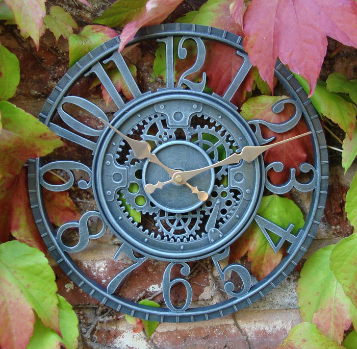 Slate Effect Hand Painted Garden Wall Clock