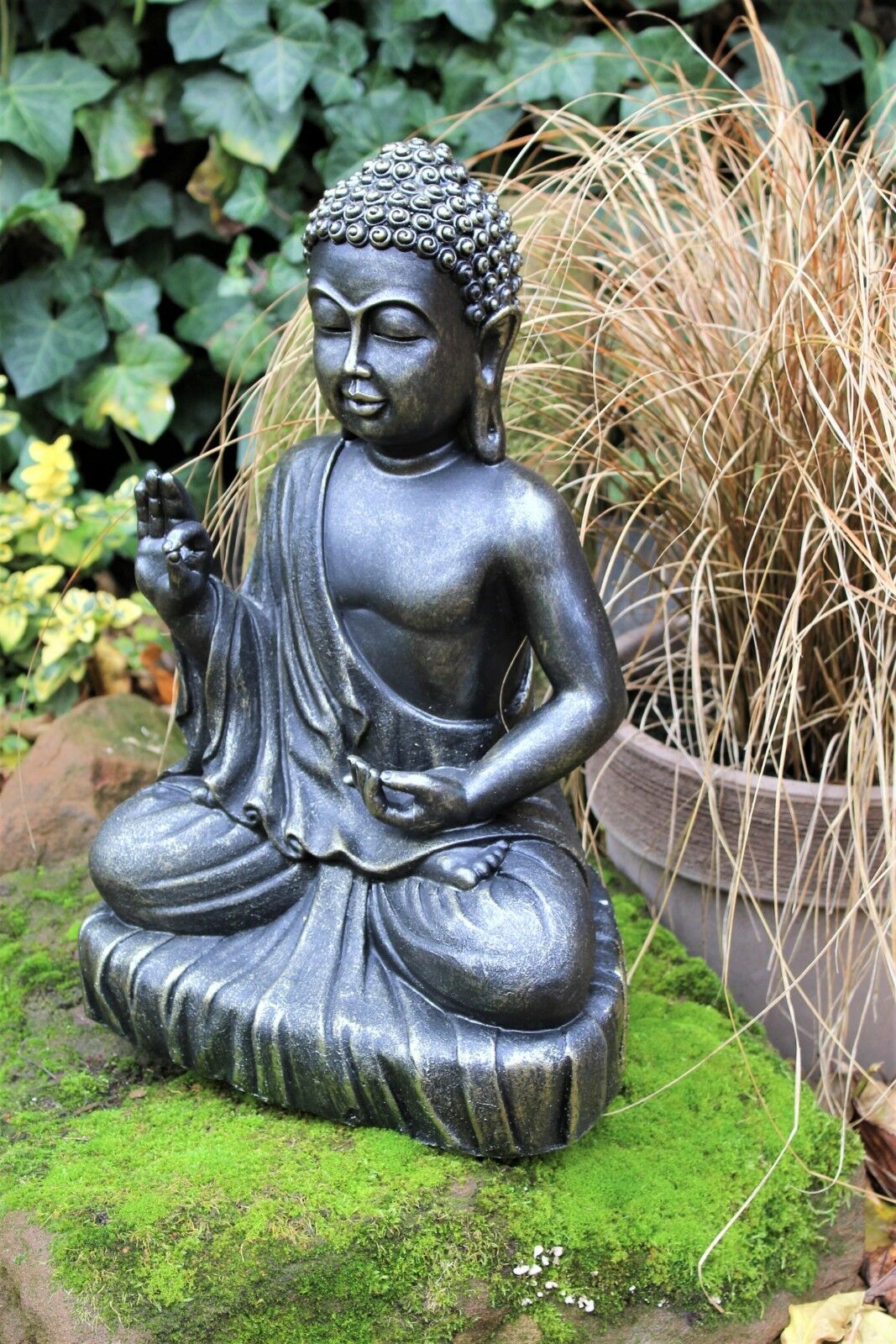 Large Bronze Effect Sitting Buddha