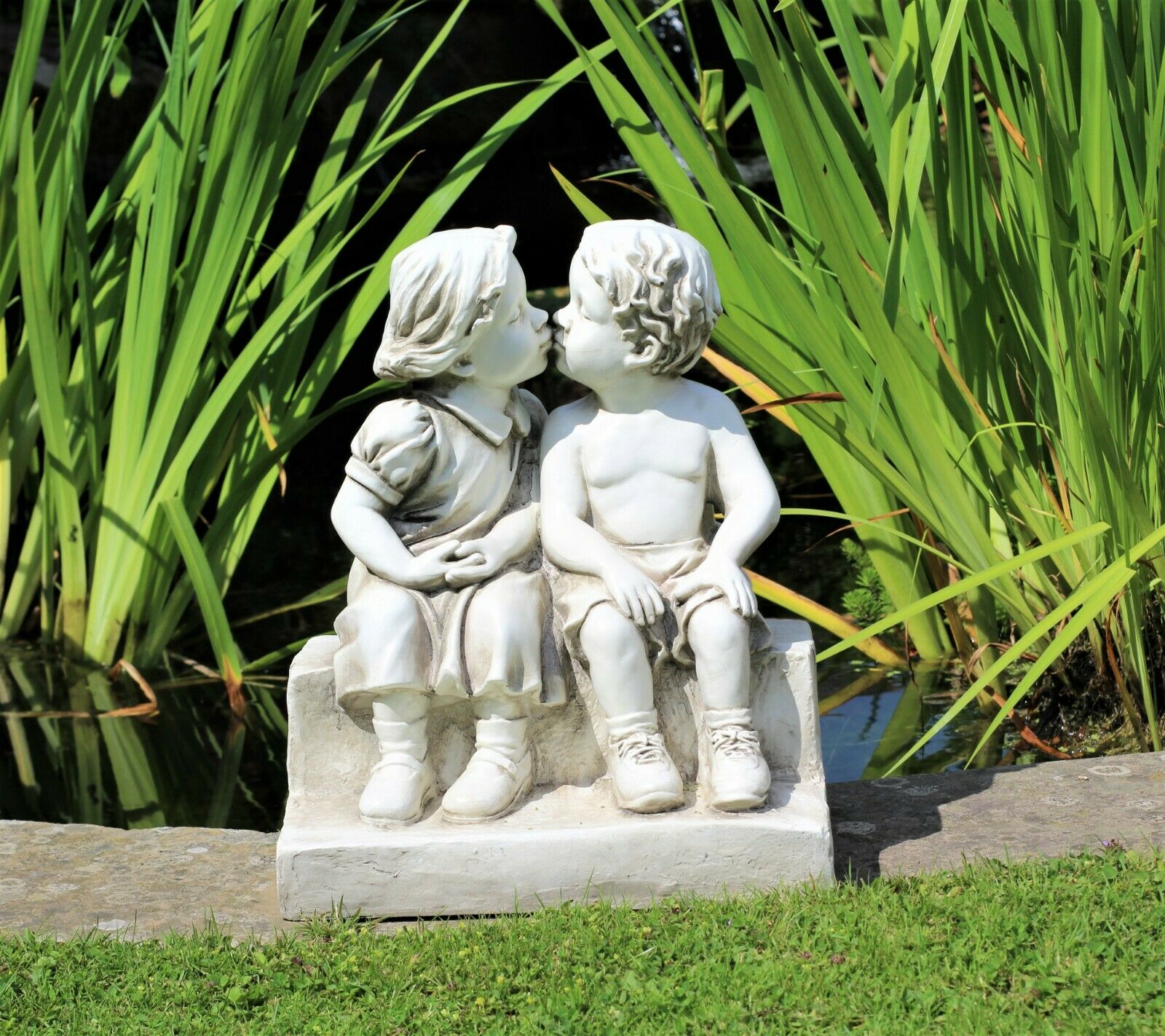 Garden Ornament Girl & Boy Kissing