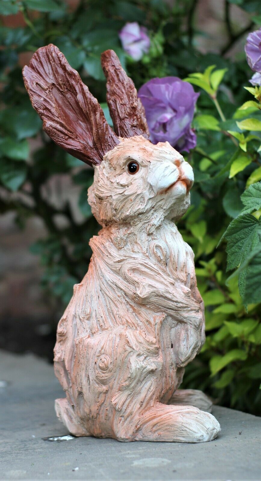 Wood Effect Wild Hare Garden Ornament 38cm and 20cm