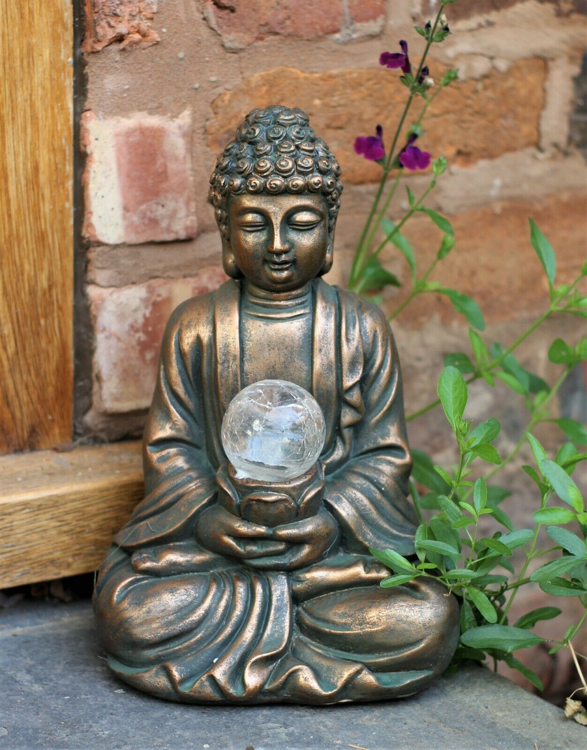 Brass Effect Solar Buddha