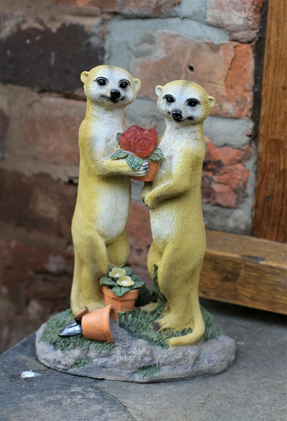 Valentine Solar Meerkat Couple Garden Ornament