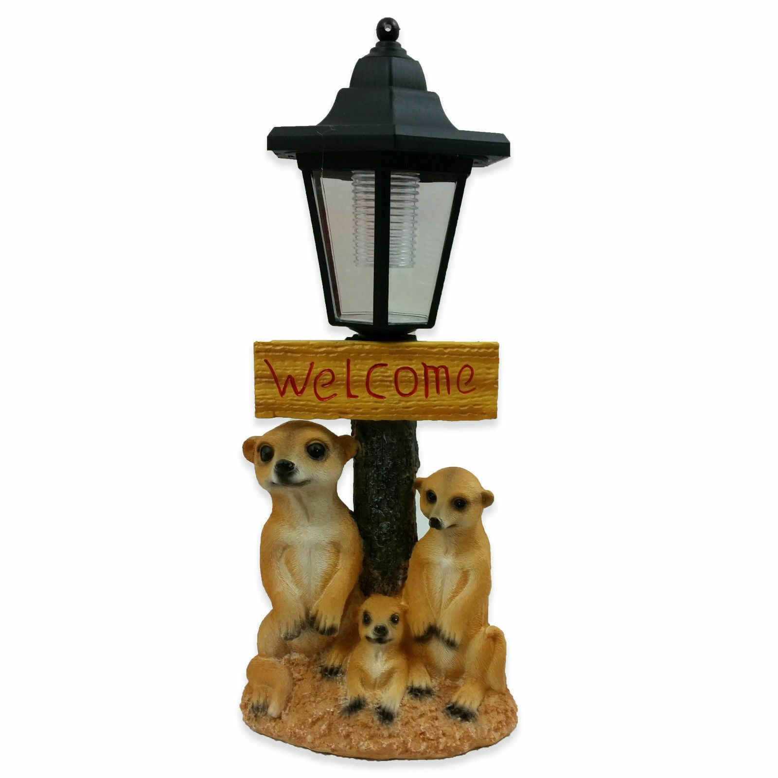 Solar Garden Meerkat Welcome Sign with Lantern