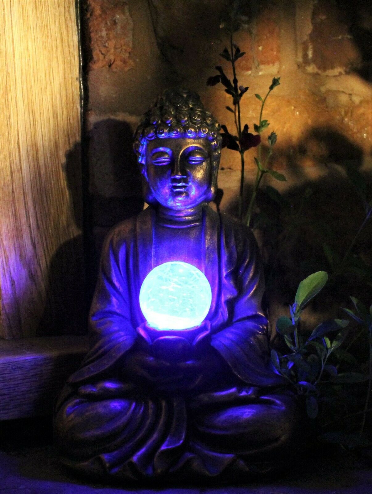 Brass Effect Solar Buddha