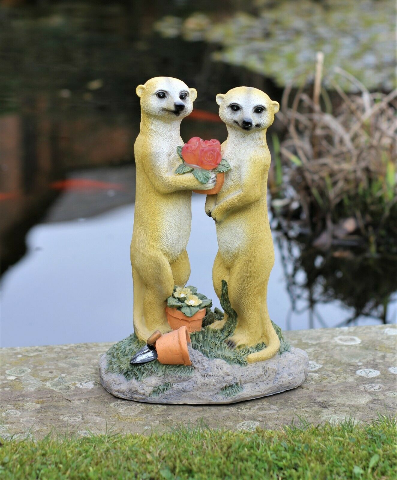 Valentine Solar Meerkat Couple Garden Ornament