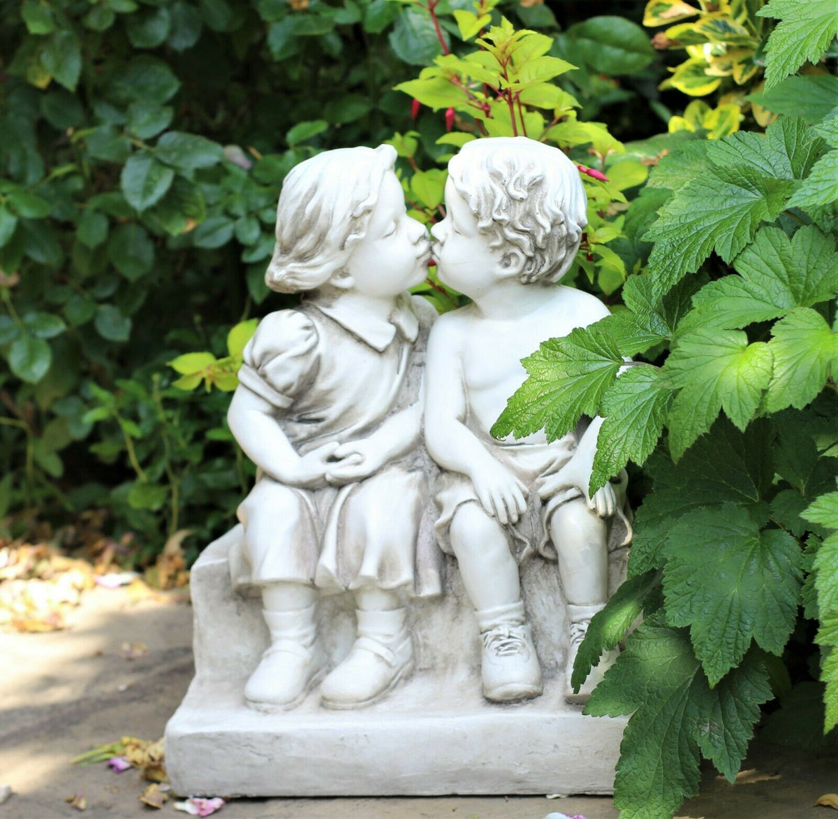 Garden Ornament Girl & Boy Kissing