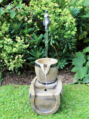 LED Barrel Water Fountain Garden Ornament