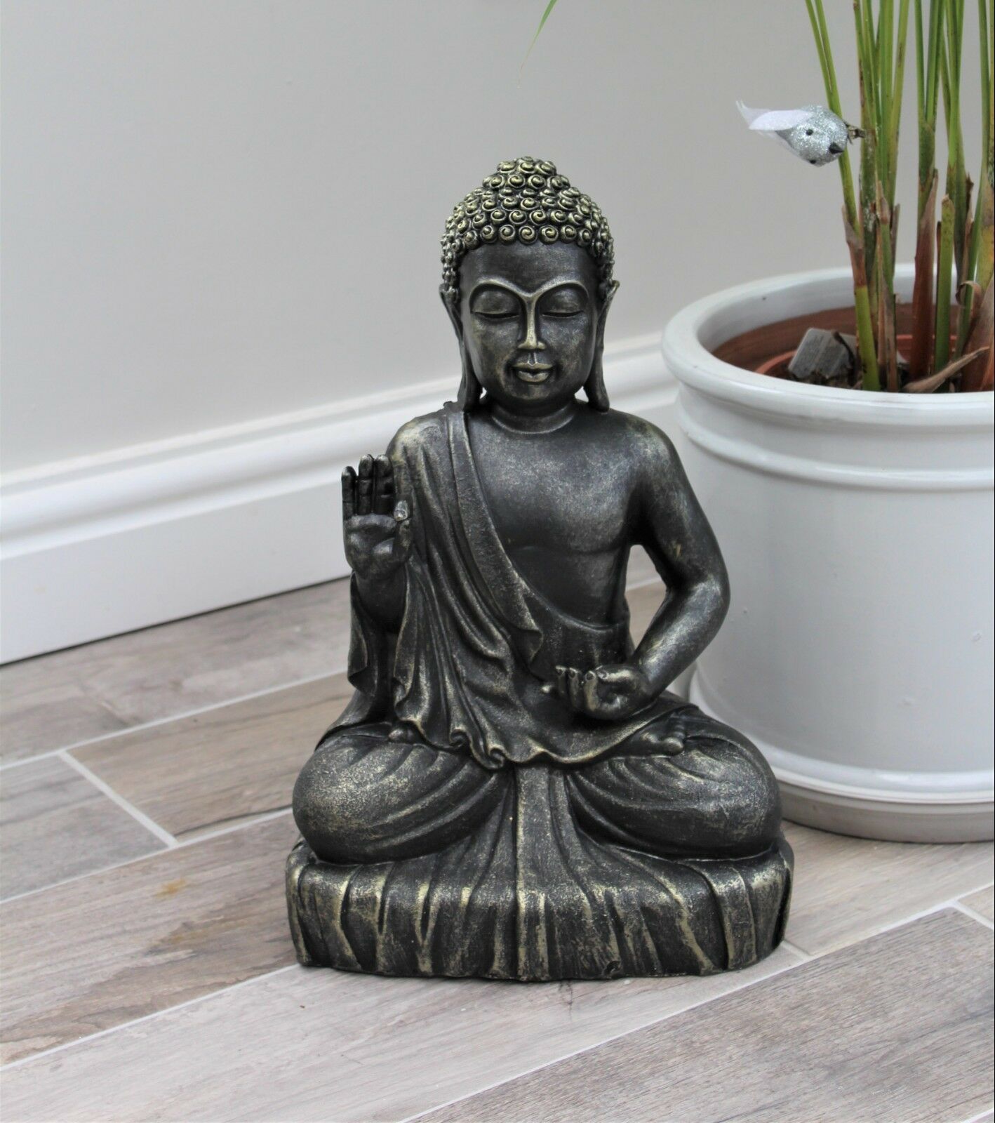 Large Bronze Effect Sitting Buddha