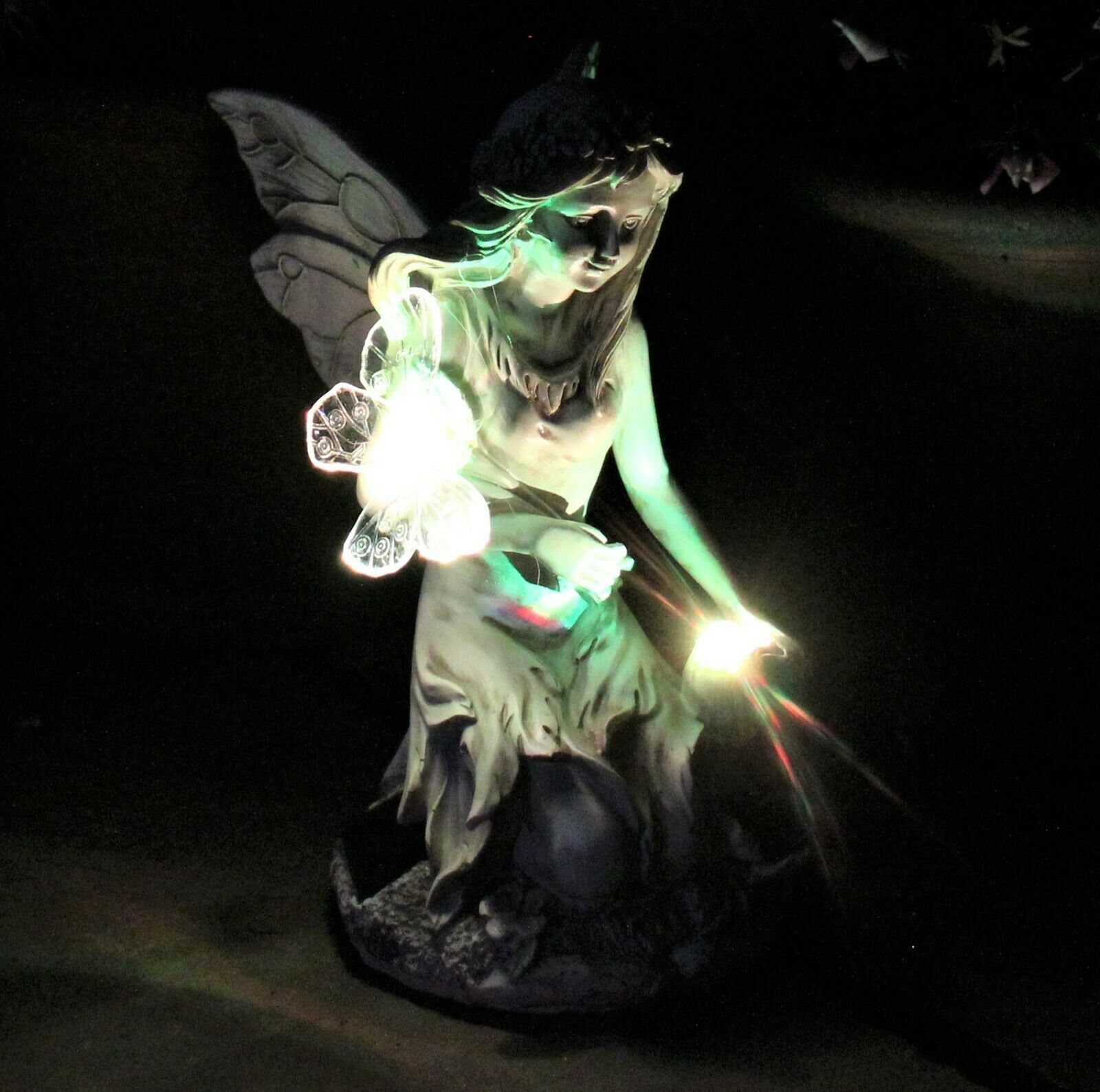 Solar Grey Kneeling Fairy Garden Ornament