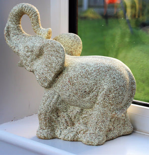 Standing Elephant Ornament - Stone Effect - 30cm